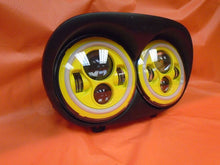 Load image into Gallery viewer, DUAL 7&quot; YELLOW DAYMAKER 2014  YELLOW HALO LED ROAD GLIDE Black Light Bulb Headlight Harley Bezel