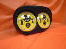 Load image into Gallery viewer, DUAL 7&quot; YELLOW DAYMAKER 2014  YELLOW HALO LED ROAD GLIDE Black Light Bulb Headlight Harley Bezel