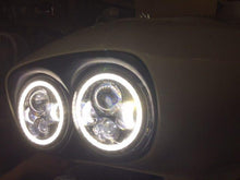 Load image into Gallery viewer, DUAL 7&quot; DAYMAKER 2014  WHITE HALO LED Replacement ROAD GLIDE Chrome Light Bulb Headlight Harley Bezel