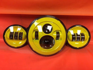 7" DAYMAKER YELLOW Headlight Dual Yellow 4.5" - 4 1/2" Auxiliary AUX Spot Passing LED Fog Lights Bulb Harley SET