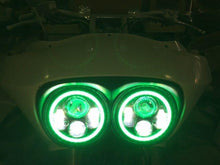 Load image into Gallery viewer, DUAL 7&quot; DAYMAKER 2014  GREEN HALO LED Replacement ROAD GLIDE Black Light Bulb Headlight Harley Bezel