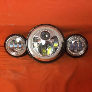 7" DAYMAKER Blue HALO Headlight Dual 4.5" - 4 1/2" HALO Auxiliary AUX Chrome Spot Passing LED Fog Lights Bulb Harley SET