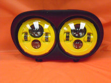 Load image into Gallery viewer, DUAL 7&quot; YELLOW DAYMAKER 2014  LED ROAD GLIDE Black Light Bulb Headlight Harley Bezel