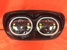 Load image into Gallery viewer, DUAL 5.75&quot; DAYMAKER HID LED ROAD GLIDE Black Light with FULL HALO Bulb Headlight Motorcycle Harley Bezel