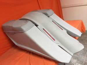 Harley Davidson 6" Trendsetter Extended Saddlebag LED Fender Kit - No Cut Outs Dual 6.5" Speaker Lids / 2014