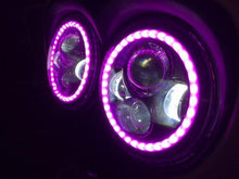 Load image into Gallery viewer, DUAL 7&quot; DAYMAKER 2014  PINK HALO LED Replacement ROAD GLIDE Black Light Bulb Headlight Harley Bezel