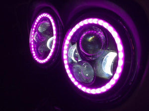 DUAL 7" DAYMAKER 2014  PINK HALO LED Replacement ROAD GLIDE Black Light Bulb Headlight Harley Bezel