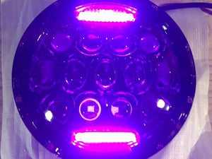 7" DAYMAKER 75W BLACK Projector HID LED Light Bulb Headlight Motorcycle Harley with PINK HALO