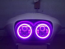 Load image into Gallery viewer, DUAL 7&quot; DAYMAKER 2014  PINK HALO LED Replacement ROAD GLIDE Black Light Bulb Headlight Harley Bezel