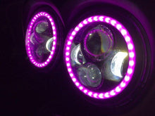 Load image into Gallery viewer, DUAL 7&quot; DAYMAKER 2014  PINK HALO LED Replacement ROAD GLIDE Black Light Bulb Headlight Harley Bezel