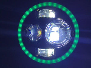 7" DAYMAKER Black Angel Eye GREEN HALO Projector HID LED Light Bulb Headlight Motorcycle Harley