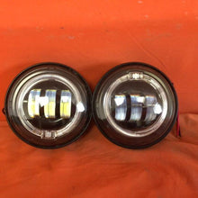 Load image into Gallery viewer, 4.5&quot; Auxiliary DAYMAKER Black Spot With BLUE Halo Passing HID LED Fog Lights Bulb Motorcycle Harley AUX PAIR 4-1/2&quot;