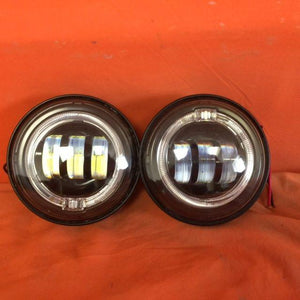 4.5" Auxiliary DAYMAKER Black Spot With BLUE Halo Passing HID LED Fog Lights Bulb Motorcycle Harley AUX PAIR 4-1/2"