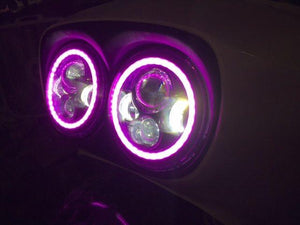 DUAL 7" DAYMAKER 2014  PINK HALO LED Replacement ROAD GLIDE Black Light Bulb Headlight Harley Bezel