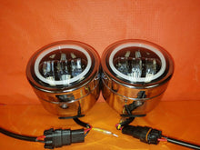 Load image into Gallery viewer, Harley Chrome Dual Twin DAYMAKER Headlights with Bracket Light Bar for FAT BOB STREET BOB DYNA - White Halo