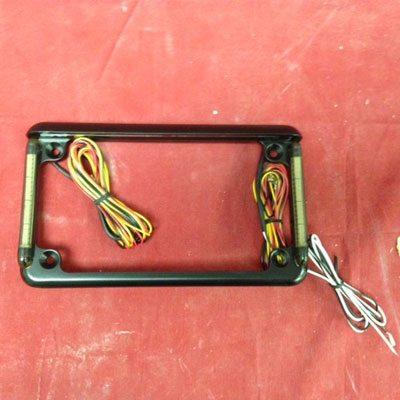 Harley Davidson Motorcycle License Plate Bracket LED Turn Signals Stop Light - Black