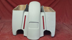 Harley Davidson 4.5" Extended Stretched Saddlebags With LED Light Fender - No Lids 2014 Model Style Bags