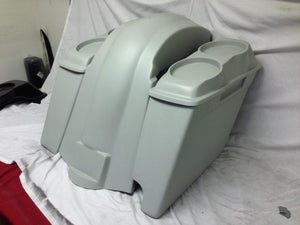 Harley Davidson Heritage Softail 4" Extended Saddlebags Dual 6.5" Speaker Lids Fender Right Cutout