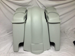 Harley Davidson 6" Heritage Softail Extended Saddlebags Dual 6.5" Speaker Lids Fender Dual Cutouts