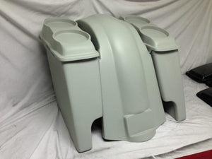 Harley Davidson 6" Heritage Softail Extended Saddlebags Dual 6.5" Speaker Lids Fender Dual Cutouts