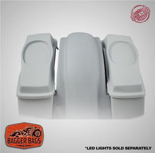Load image into Gallery viewer, Harley Davidson 6&quot; Heritage Softail Out &amp; Down Extended Saddlebags 6.5&quot; Speaker Lids Fender No Cutouts