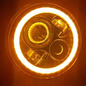 7" DAYMAKER Black Angel Eye ORANGE HALO Projector HID LED Light Bulb Headlight Motorcycle Harley