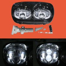 Load image into Gallery viewer, DUAL 5.75&quot; DAYMAKER HID LED Replacement ROAD GLIDE Chrome Light Bulb Headlight Motorcycle Harley Bezel