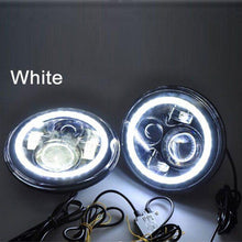 Load image into Gallery viewer, 7&quot; DAYMAKER Black Angel Eye WHITE HALO Projector HID LED Light Bulb Headlight Motorcycle Harley
