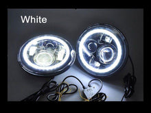 Load image into Gallery viewer, 7&quot; DAYMAKER Black Angel Eye WHITE HALO Projector HID LED Light Bulb Headlight Motorcycle Harley
